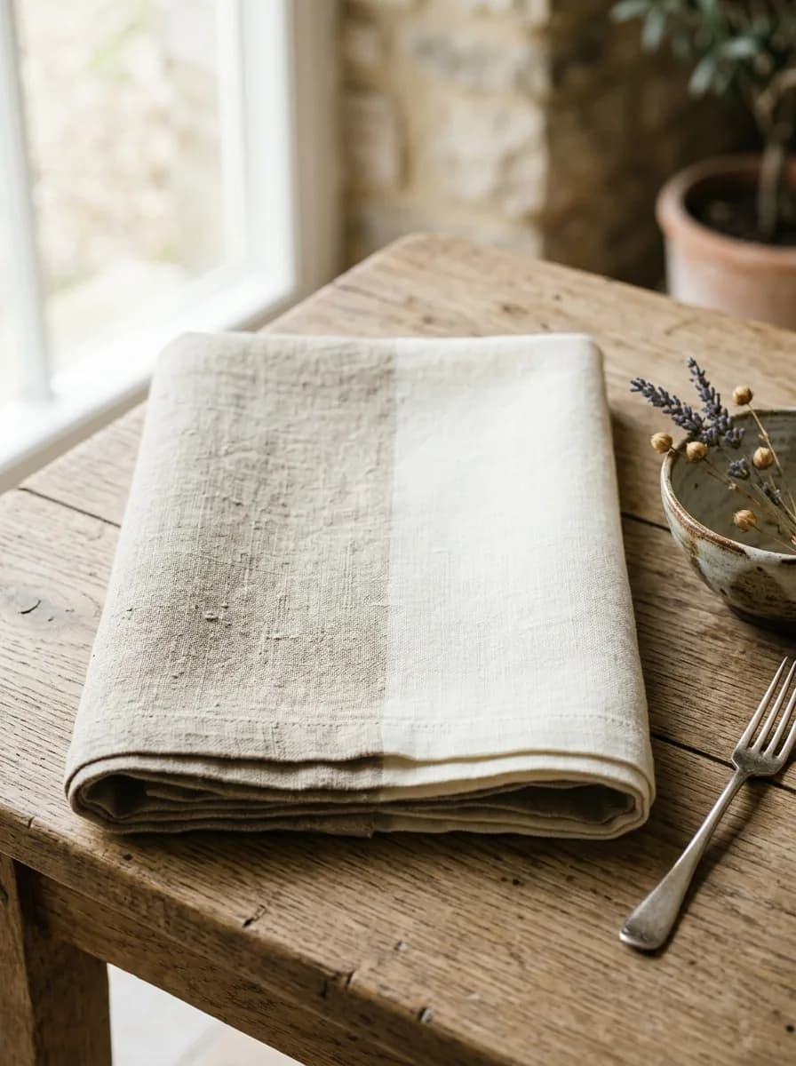 Half-bleached table cloth, photographed at the Al Imad workshop